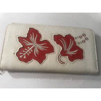 Стильний білий гаманець з червоною квіткою на блискавці