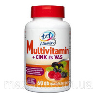 1 × 1 харчова добавка Vitamin Полівітаміни + цинк і залізо зі смаком лісових фруктів Multivitamin cink es vas